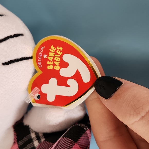 6" Tartan Plad Dress & Bow Sanrio Hello Kitty Plush Toy Beanie Babie - Picture 3 of 3